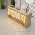 I shape club cashier Solid Wood Beauty Salon Office Restaurant Front Bar Counter Reception Desk with led light